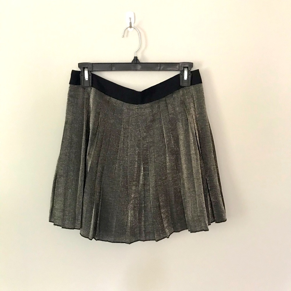 Madewell Silver Pleated Mini Skirt 6 NWT